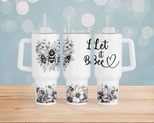 Let it Bee Black and White 40oz tumbler image 0