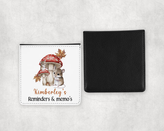 Woodland mice and mushrooms personalised small sticky notes image 0