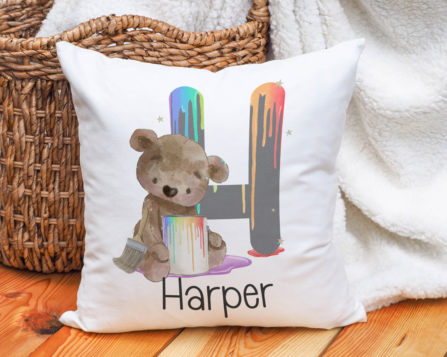 Creative bear personalised cushion image 0