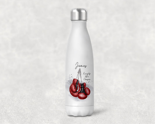 Red boxing gloves personalised bowling bottle image 0