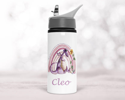 Rainbow Dragon Personalised Water Bottle image 1