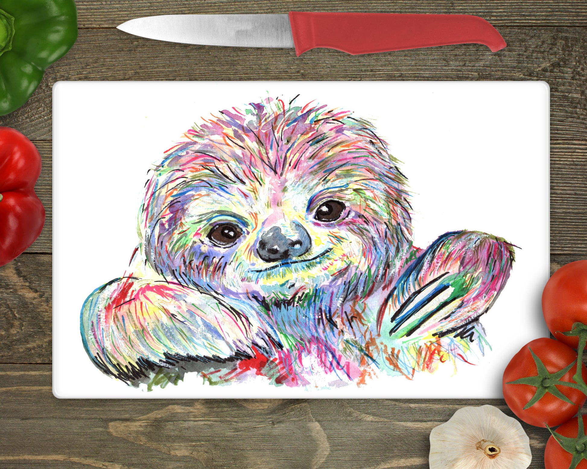 Sloth Colour Splash Chopping board/ work top saver image 1