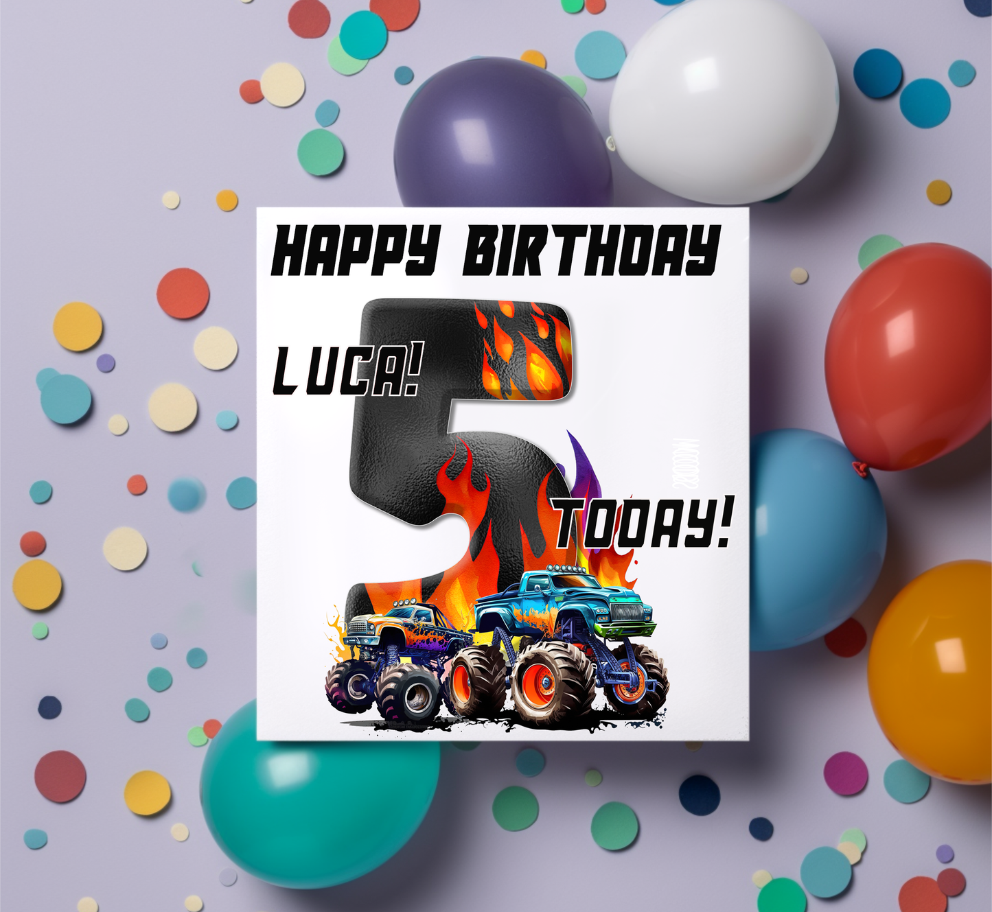 Personalised Monster Truck Birthday Card image 0