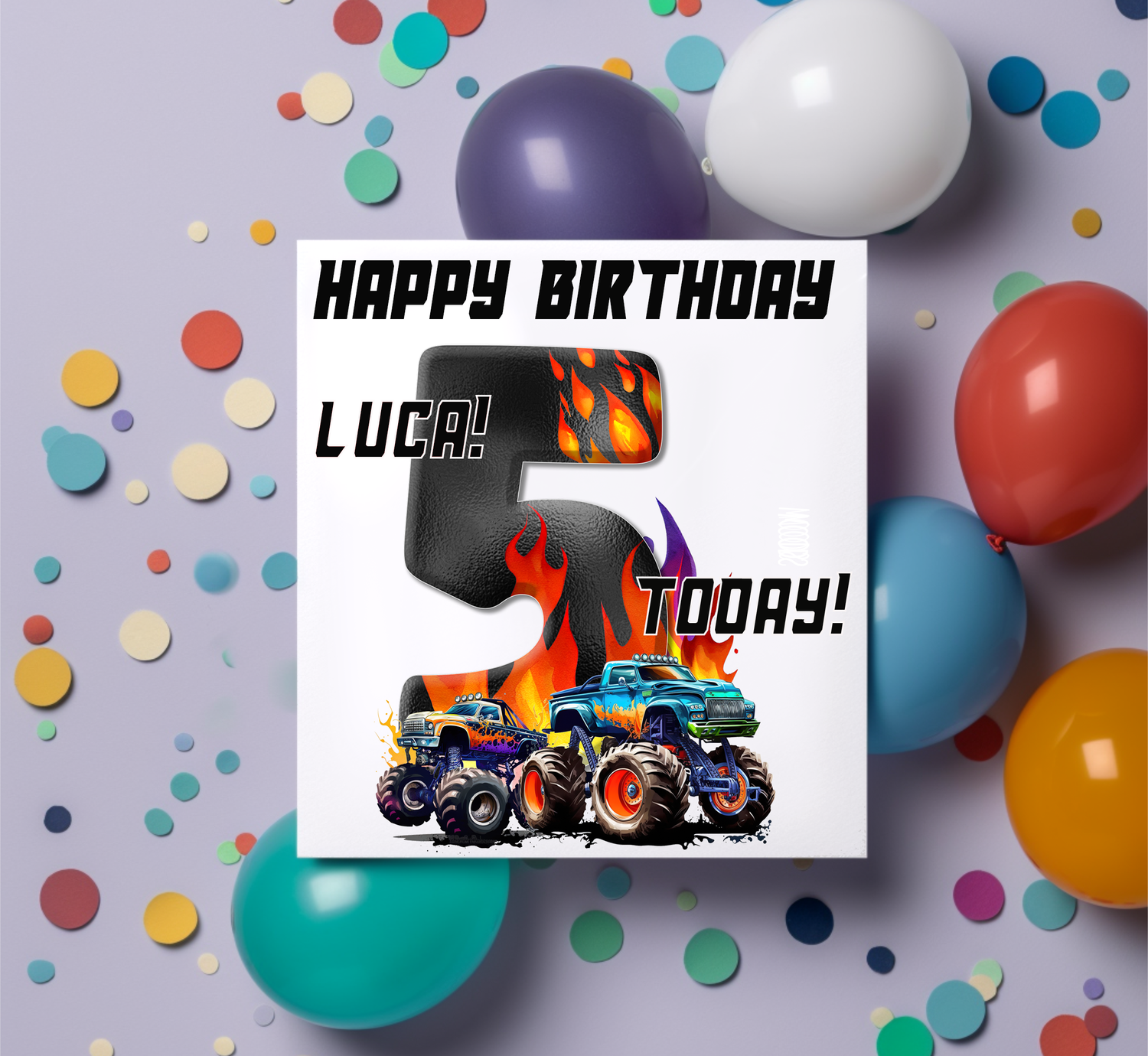 Personalised Monster Truck Birthday Card image 0
