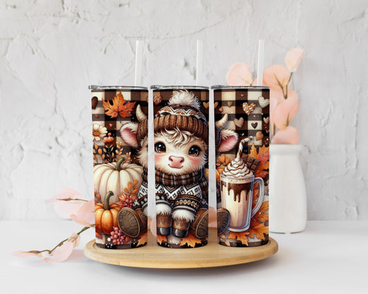 Fall Season Highland cow20 oz skinny tumbler image 0