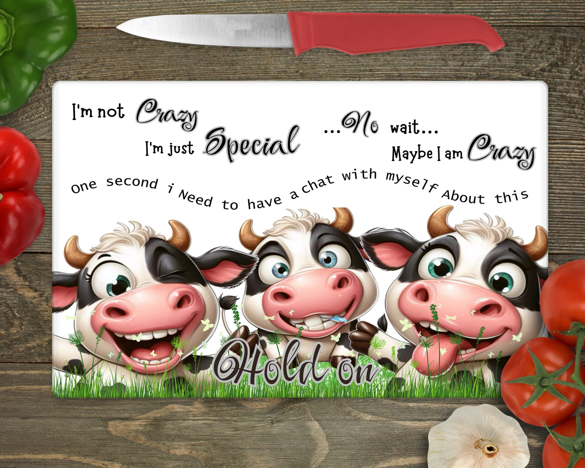 I'm not crazy cow chopping board work top saver image 0