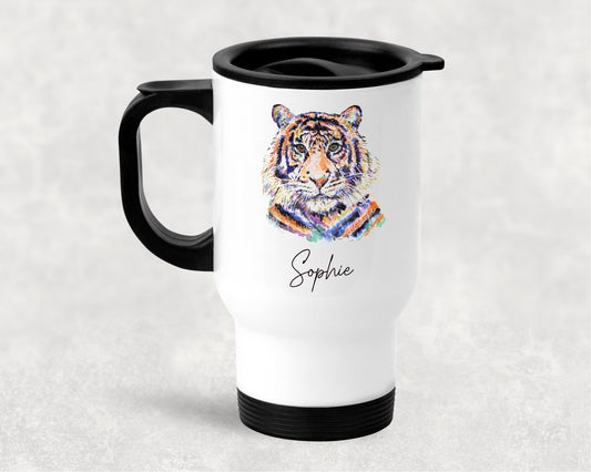 Tiger Splash Effect Travel Mug Personalised image 0