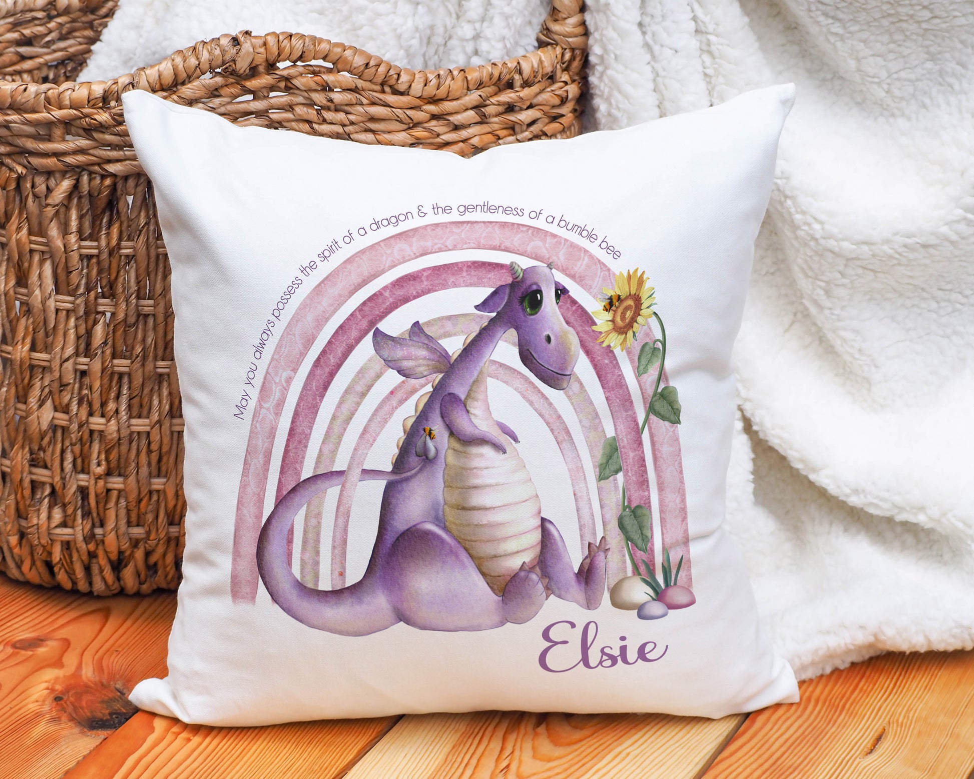 Rainbow Dragon Personalised Cushion image 0