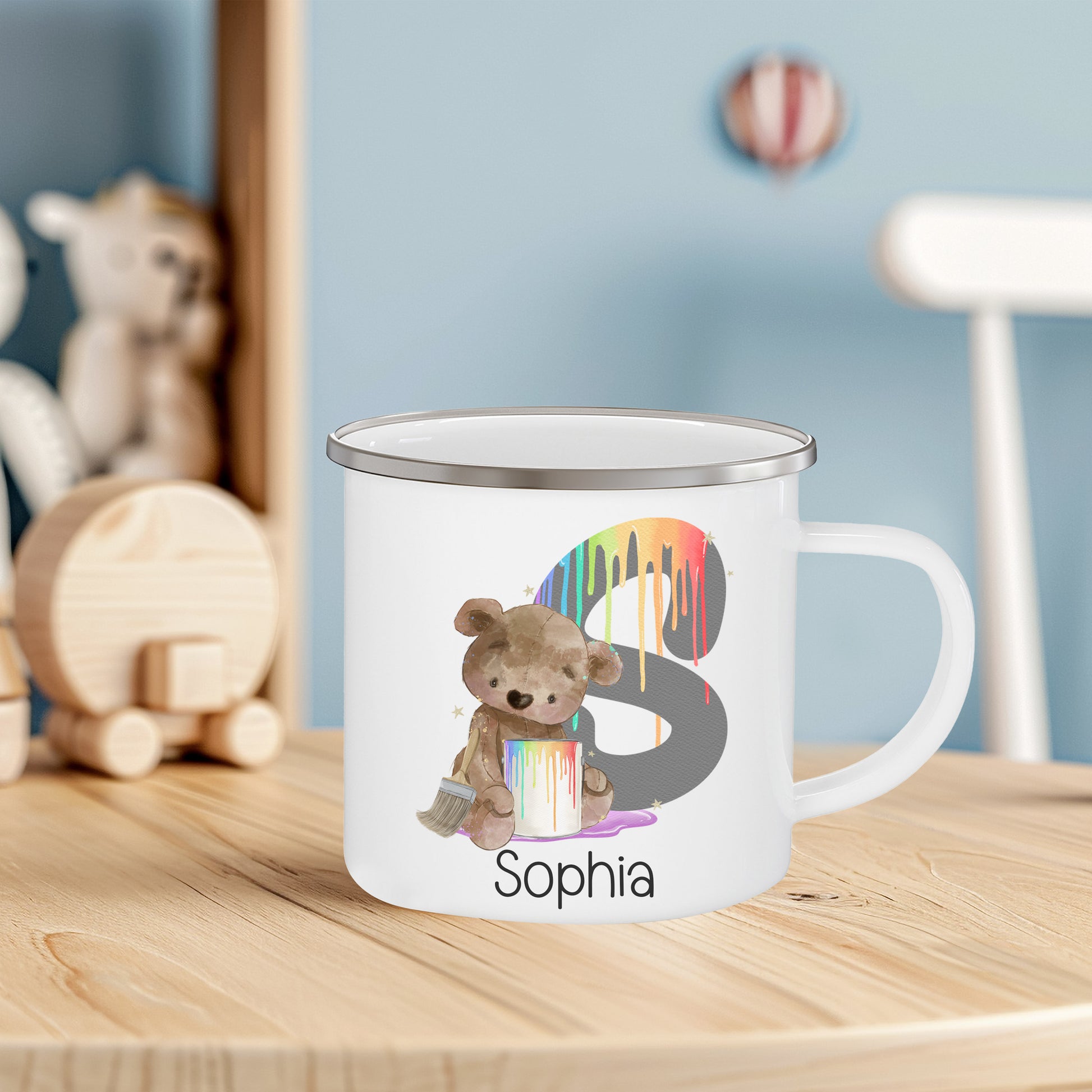 Creativity bear personalised enamel mug image 0