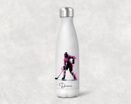 Female Ice Hockey Personalised Insulated Water bottle image 2