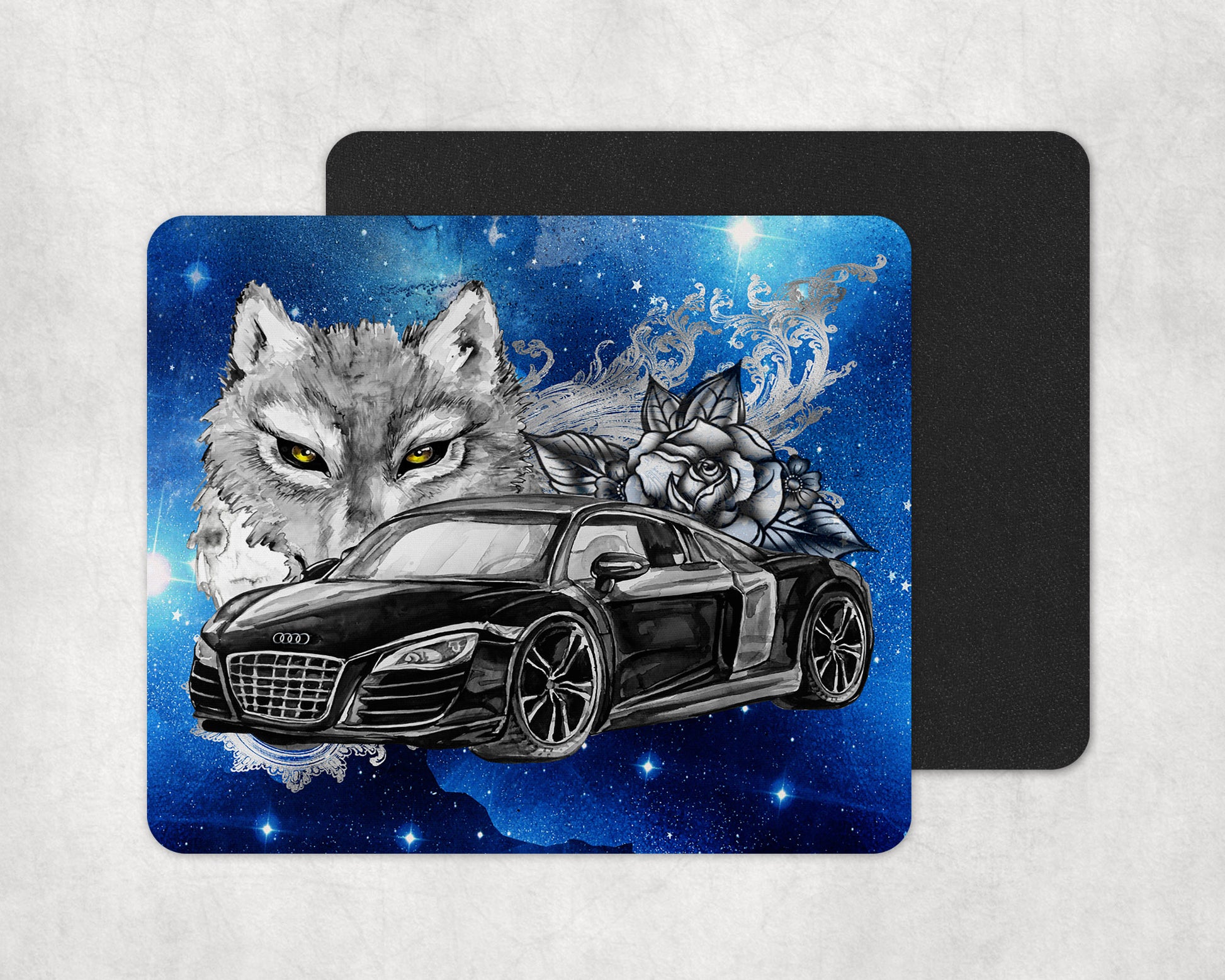 Wolf and Car Mouse Mat image 0