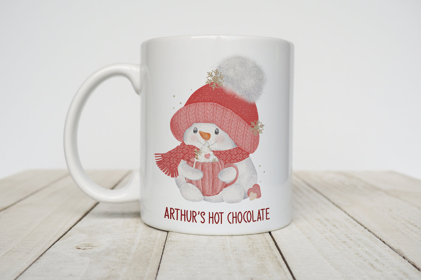 Cute red snowman personalised hot chocolate christmas mug image 0