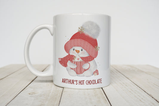 Cute red snowman personalised hot chocolate christmas mug image 0