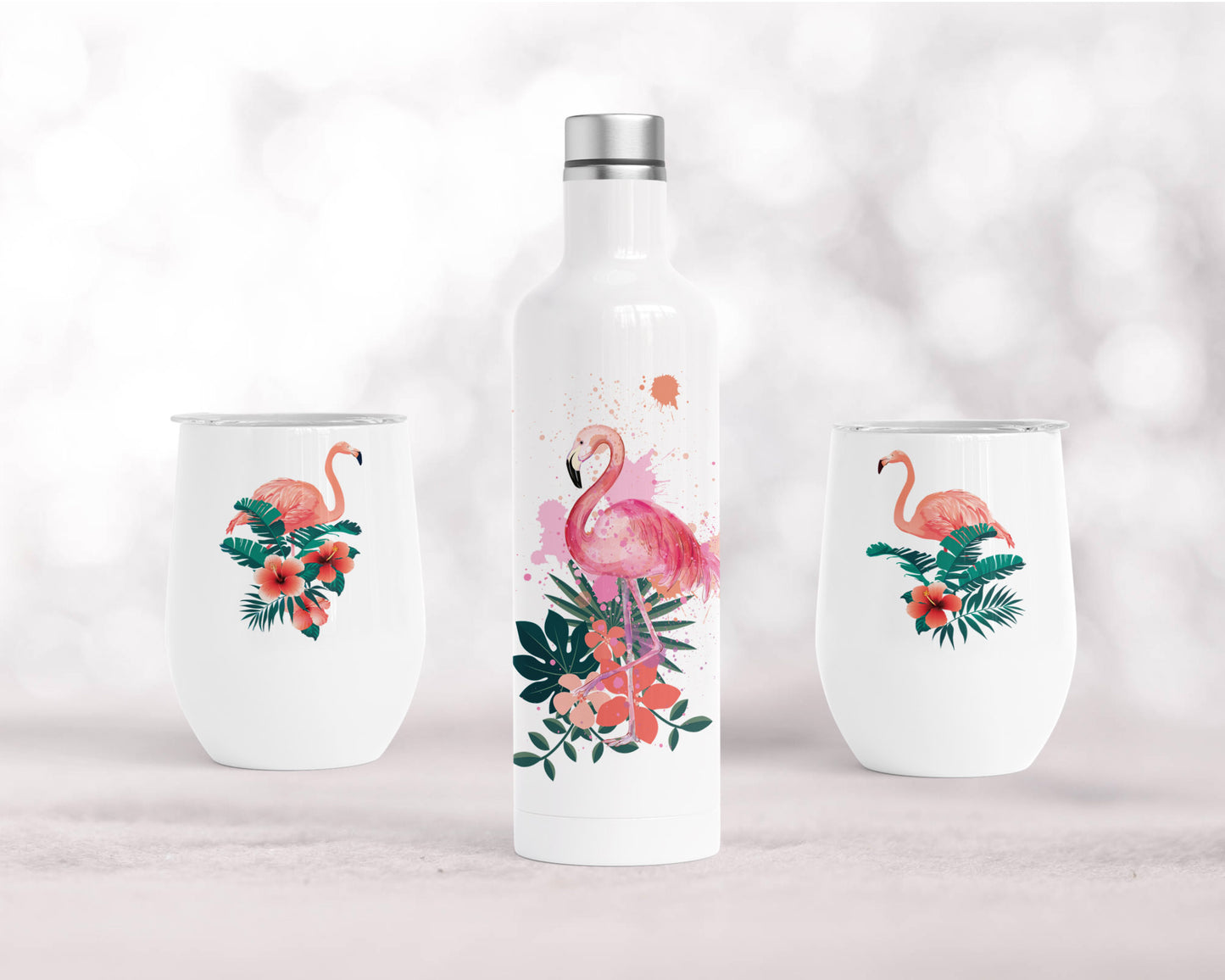 Flamingo tumbler gift set image 0