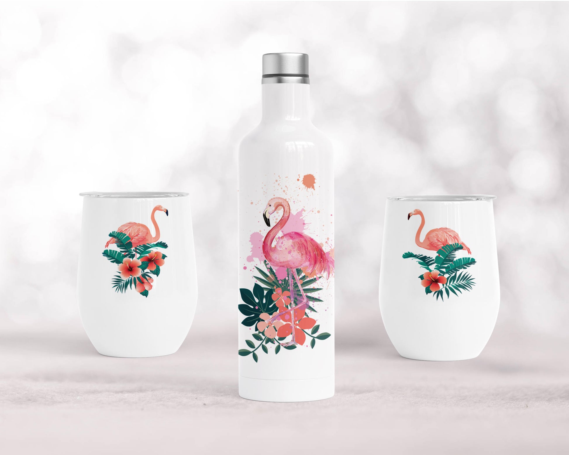 Flamingo tumbler gift set image 0