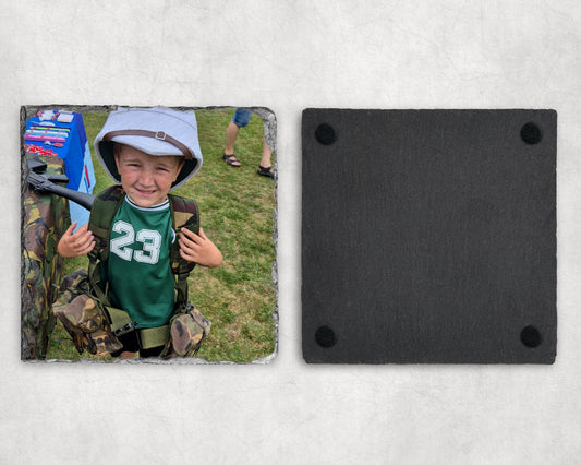 Personalised Square Photo Slate Coaster Gloss finish image 0