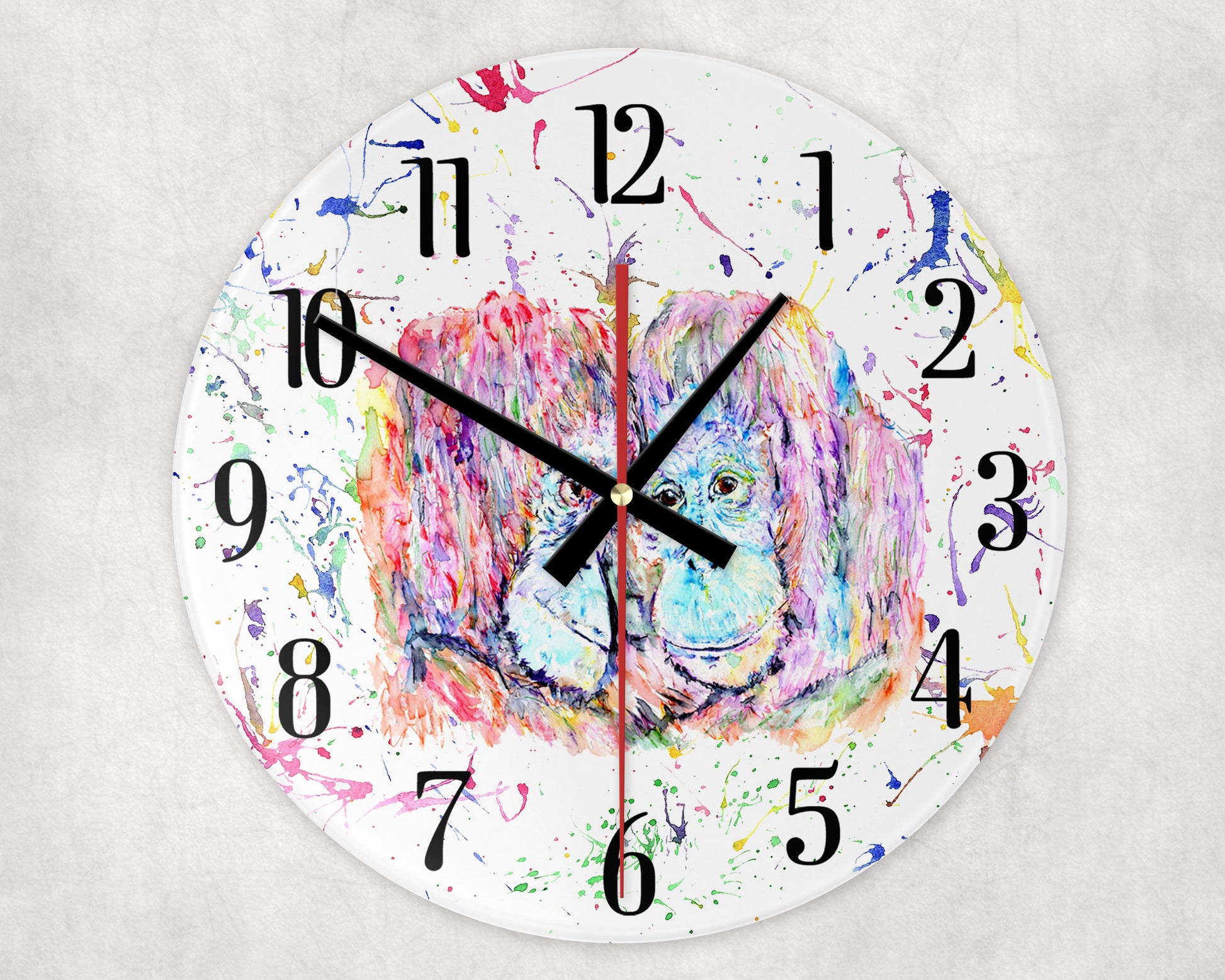 Orangutan Splatter effect wall clock image 0