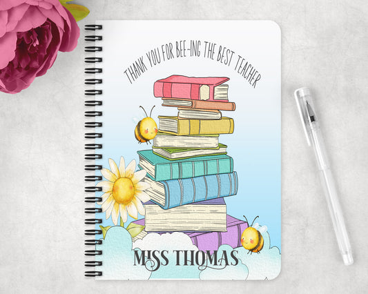 Thankyou for beeing the best teacher personalised plastic A5 notebook image 0