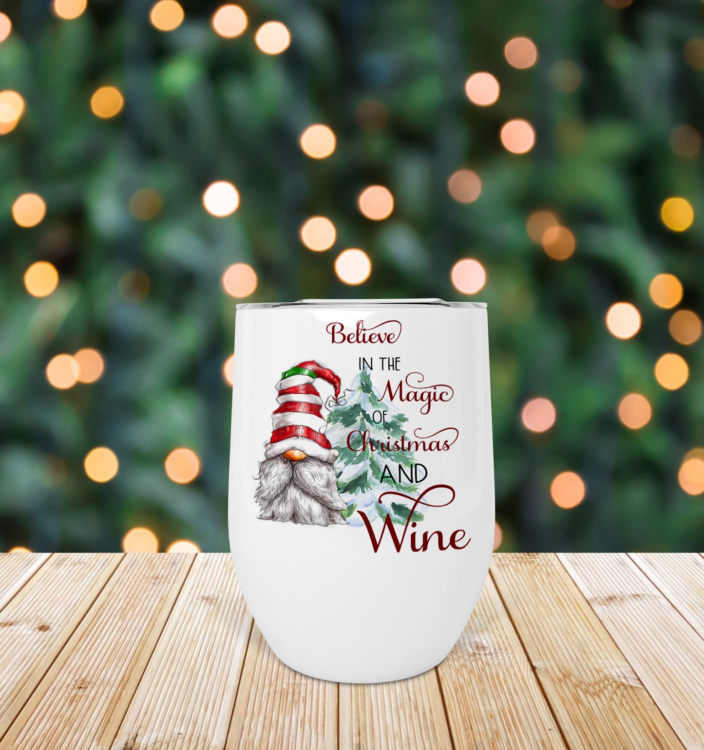 Believe in the magic of Christmas and Wine stainless steel wine tumbler image 0