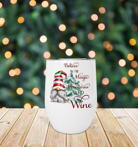 Believe in the magic of Christmas and Wine stainless steel wine tumbler image 0