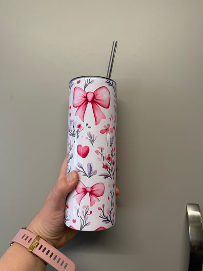 hearts and bows valentines tumbler