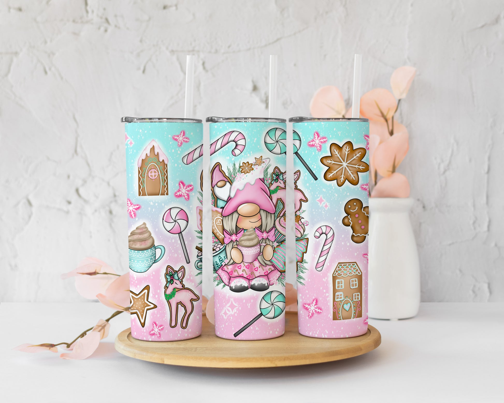 Pink Christmas Gonk Skinny Tumbler image 0