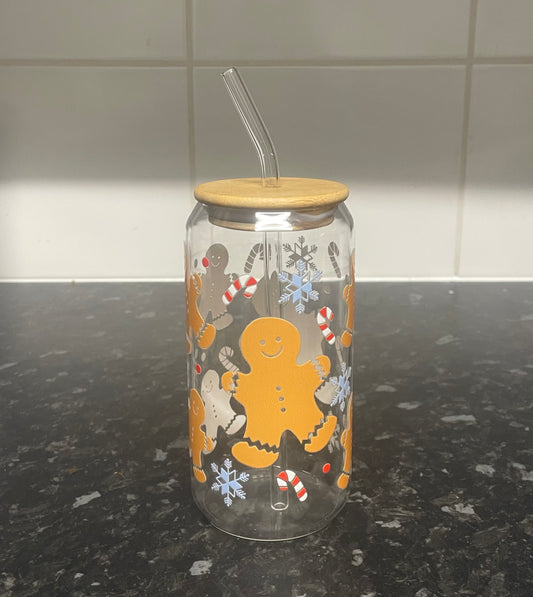 Gingerbread man Glass Libbey Can