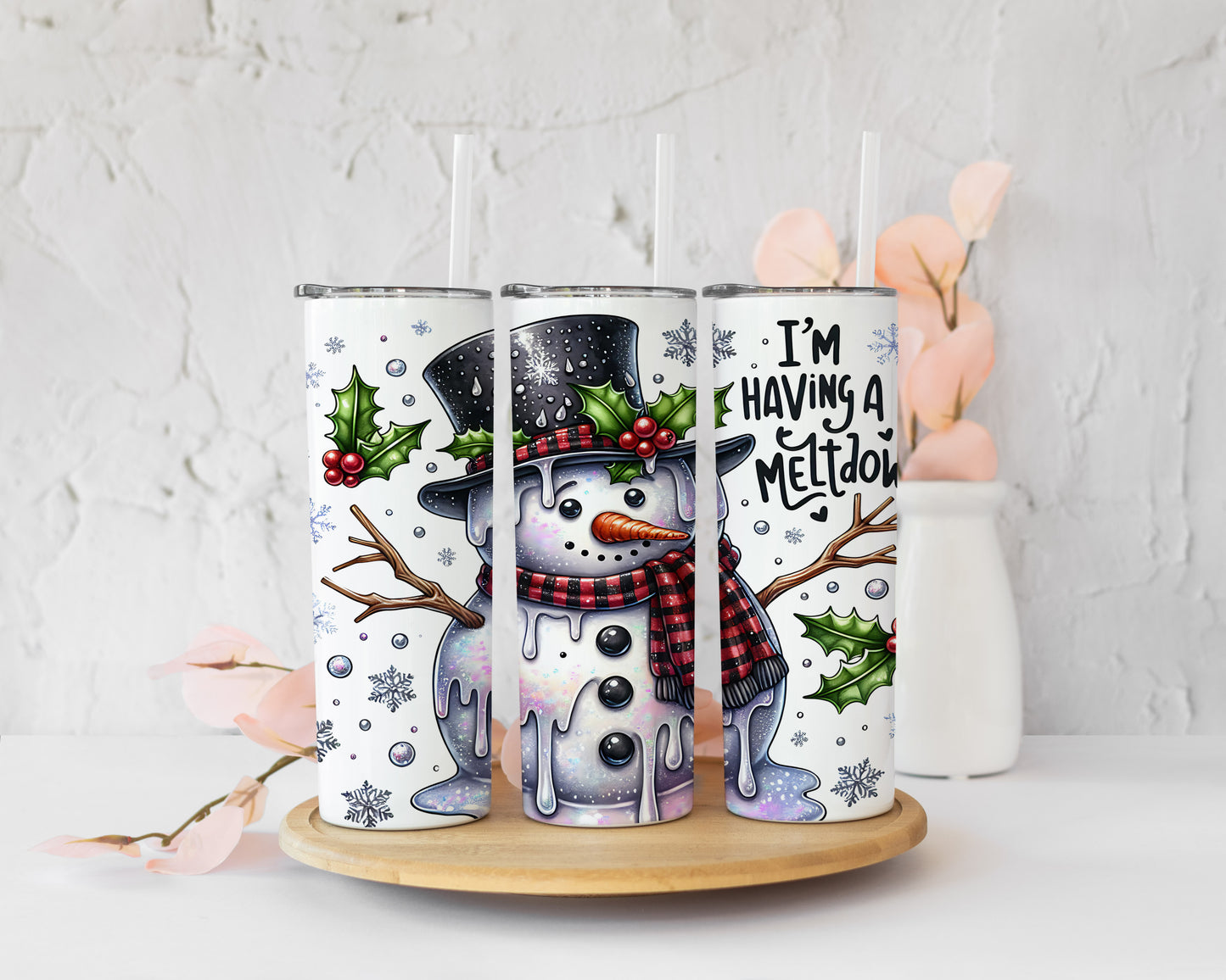 I'm having a meltdown snowman christmas tumbler