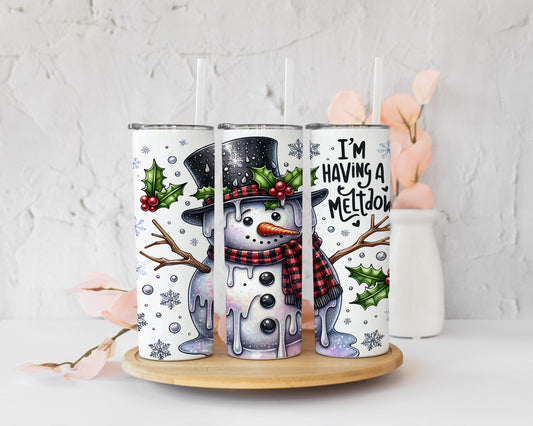 I'm having a meltdown snowman christmas tumbler