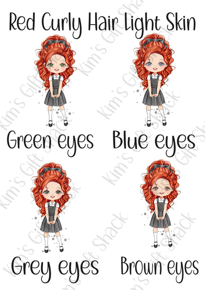 School Girl (choose your own character) Personalised A5 notebook.