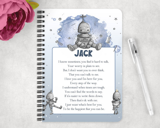 Personalised Robot Worry A5 plastic Notebook