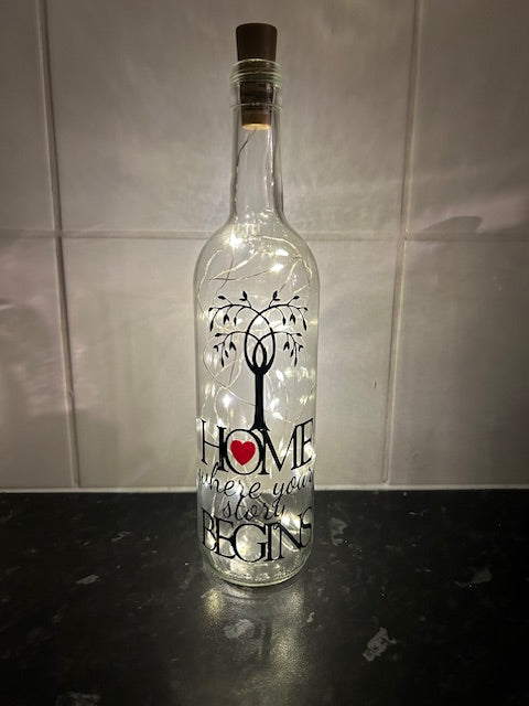 Home where your story begins led bottle image 1