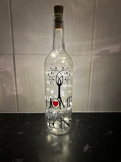 Home where your story begins led bottle image 1
