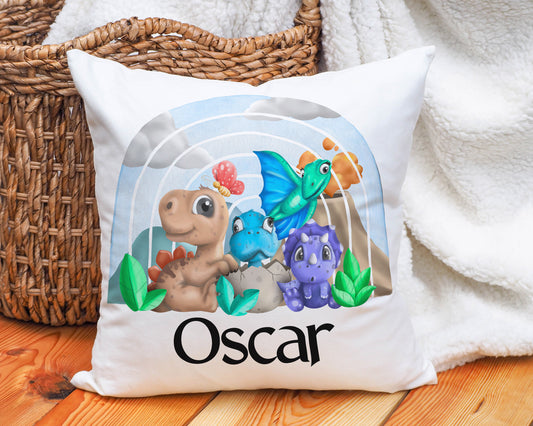 Baby dino mix personalised cushion image 0
