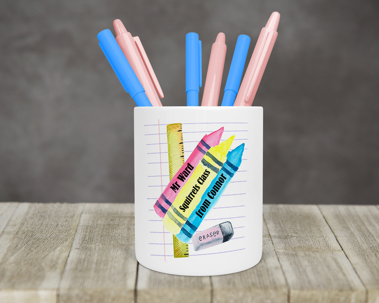 Personalised Teacher Stationery Pot crayon design image 1
