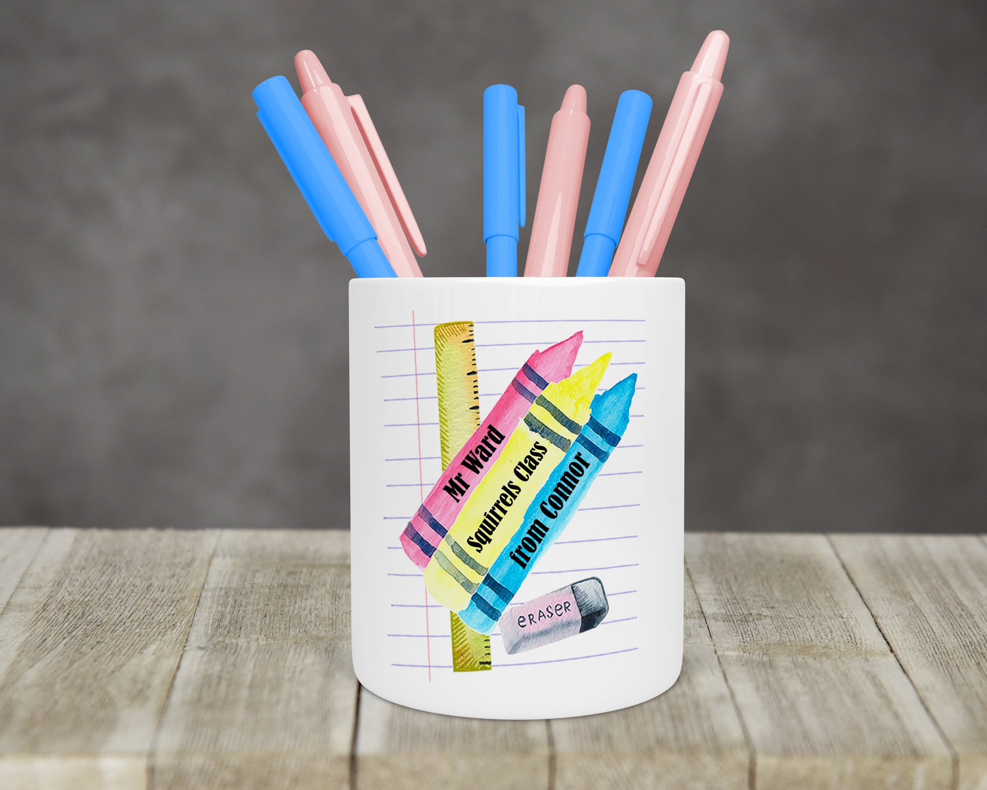 Personalised Teacher Stationery Pot crayon design image 1