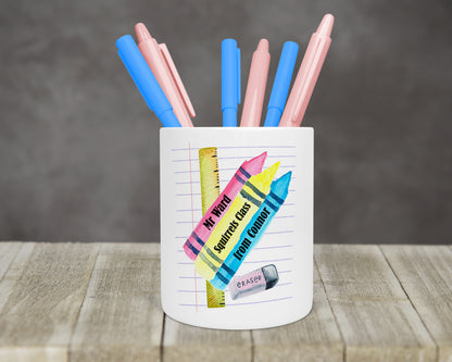 Personalised Teacher Stationery Pot crayon design image 1