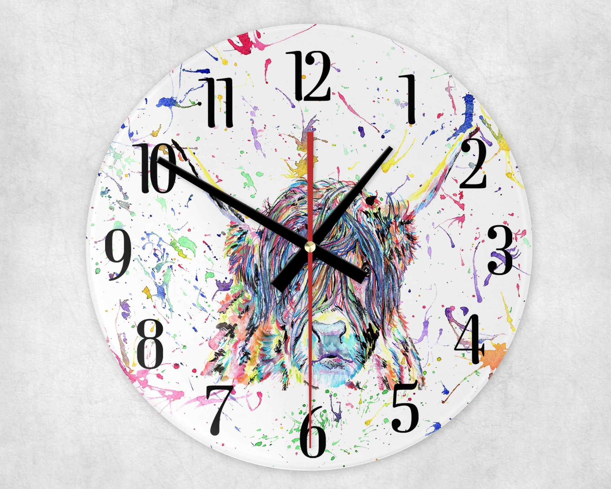Highland cow Splatter Effect Clock image 0