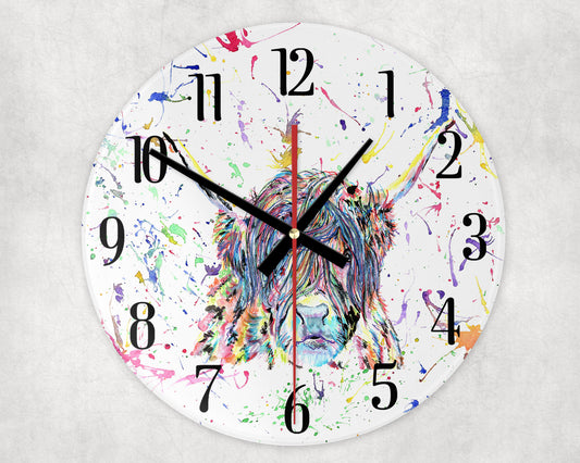 Highland cow Splatter Effect Clock image 0