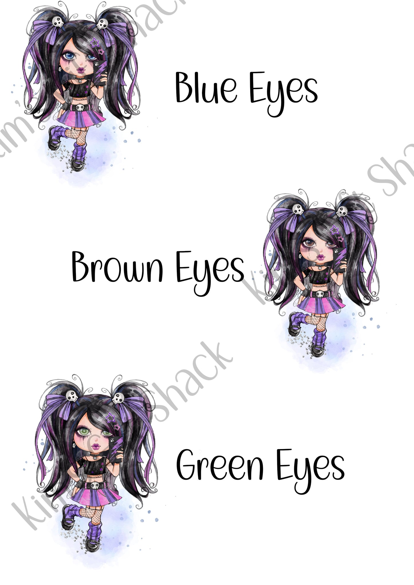 Gothic style black and purple hair girl personalised pen pot image 1