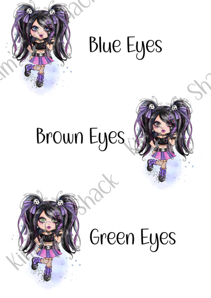Gothic style black and purple hair girl personalised pen pot image 1