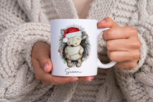 Personalised Christmas Hedgehog Mug image 0