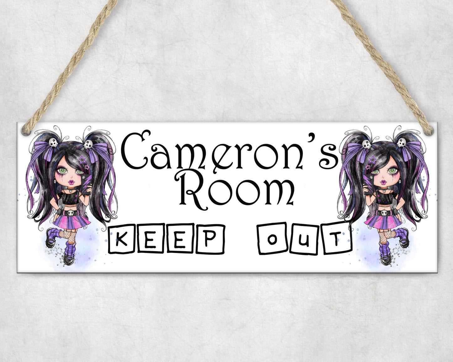 Gothic Girl Style Personalised Door Sign Keep Out image 0