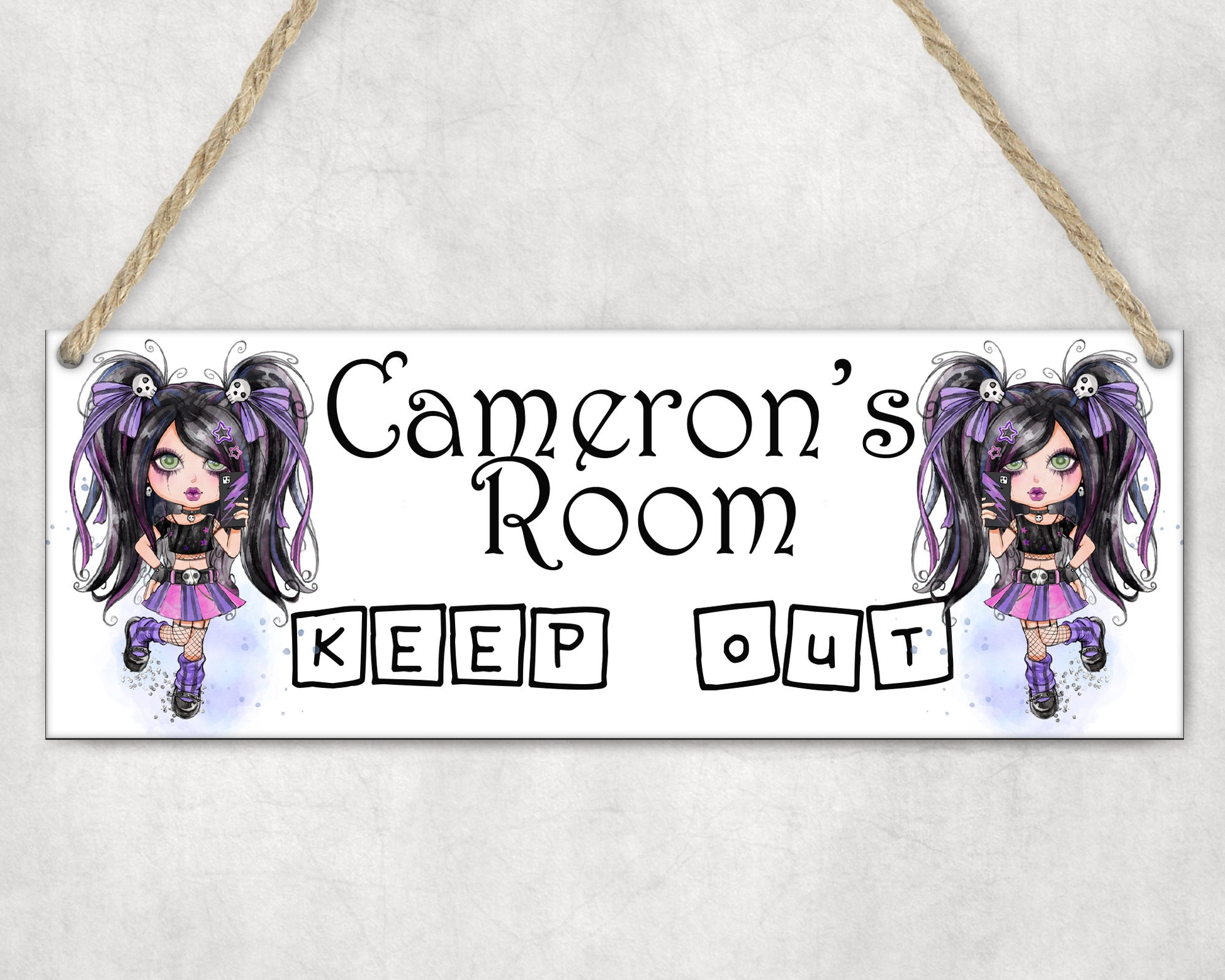 Gothic Girl Style Personalised Door Sign Keep Out image 0