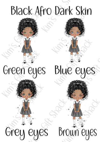 School Girl (choose your own character) Personalised A5 notebook.