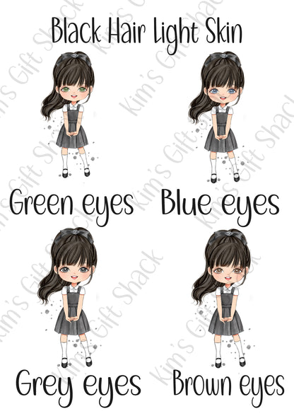 School Girl (choose your own character) Personalised A5 notebook.