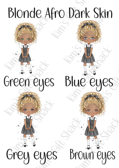 School Girl (choose your own character) Personalised A5 notebook.