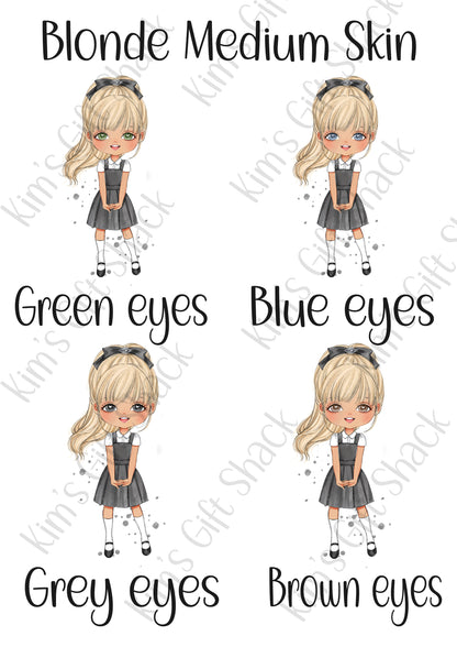 School Girl (choose your own character) Personalised A5 notebook.