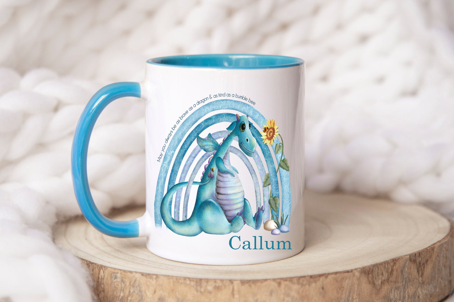 Rainbow Dragon Personalised Mug Coloured Handle
