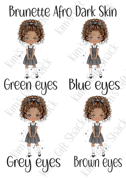 School Girl (choose your own character) Personalised A5 notebook.